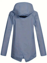 Women’s Fleece-Lined Rain Jacket Hooded Zip Front Flap Pockets – Rainy Day Errands