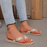 Women's Flip Flops Open Toe Woven Strap Flat Sole – Beach Vacation