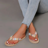 Women's Flip Flops Open Toe Woven Strap Flat Sole – Beach Vacation