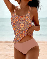 Women's Floral Bikini Set High Waisted Tankini Top – Beach Vacation