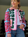 Women's Floral Coat Quilted Button Front Rounded Collar – Spring Outing