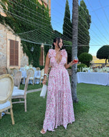 Women's Floral Maxi Dress Sleeveless Cut-Out – Wedding Guest