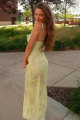 Women's Floral Maxi Dress Slip Spaghetti Strap V Neck – Wedding Guest Boho