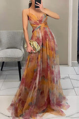 Women's Floral Maxi Dress Spaghetti Strap Wrap Front – Wedding Guest Party