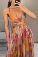 Women's Floral Maxi Dress Spaghetti Strap Wrap Front – Wedding Guest Party