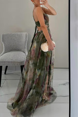 Women's Floral Maxi Dress Spaghetti Strap Wrap Front – Wedding Guest Party