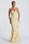 Women's Floral Maxi Wedding Guest Dress Corset Spaghetti Strap – Formal Occasion
