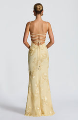 Women's Floral Maxi Wedding Guest Dress Corset Spaghetti Strap – Formal Occasion