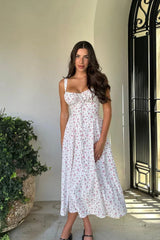 Women's Floral Midi Dress Bustier Sleeveless – Garden Party