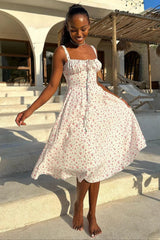Women's Floral Midi Dress Bustier Sleeveless – Garden Party