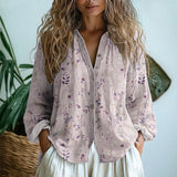 Women's Floral Shirt Button Front V Neck Long Sleeve – Daytime Outings