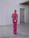 Women's Floral Sleeveless Maxi Dress Mesh Overlay – Wedding Guest