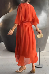 Women's Flowing Maxi Dress Draped V Neck Tie Waist – Cocktail Party