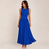 Women's Formal Maxi Dress Sleeveless Crew Neck Full Skirt – Wedding Guest