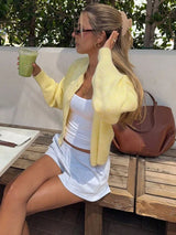 Women's Fuzzy Knit Button Cardigan Long Sleeve - Streetwear
