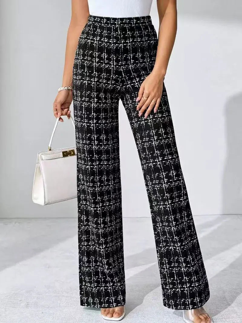 Women's Geometric Print Wide Leg Pants High Waist Pull-On – Night Party