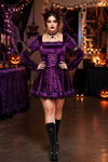 Women's Gothic Costume Dress Square Neck Lace Up Bell Sleeve – Halloween Masquerade