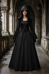 Women's Gothic Hooded Costume Dress Lace Up Bell Sleeve – Halloween Party