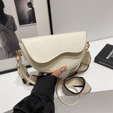 Women's Half Moon Crossbody Bag Curved Flap Wide Strap – Daily Carry
