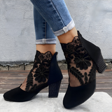 Women's Heels Floral Lace Pointed Toe Covered Side Back Zip – Night Out