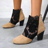 Women's Heels Floral Lace Pointed Toe Covered Side Back Zip – Night Out