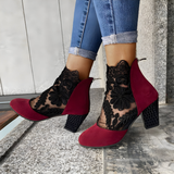 Women's Heels Floral Lace Pointed Toe Covered Side Back Zip – Night Out