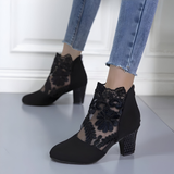 Women's Heels Floral Lace Pointed Toe Covered Side Back Zip – Night Out