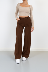 Women’s High-Waist Pants Wide Leg Front Seam – Office Presentations