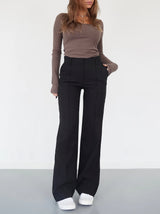 Women’s High-Waist Pants Wide Leg Front Seam – Office Presentations
