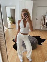 Women’s High-Waist Pants Wide Leg Front Seam – Office Presentations