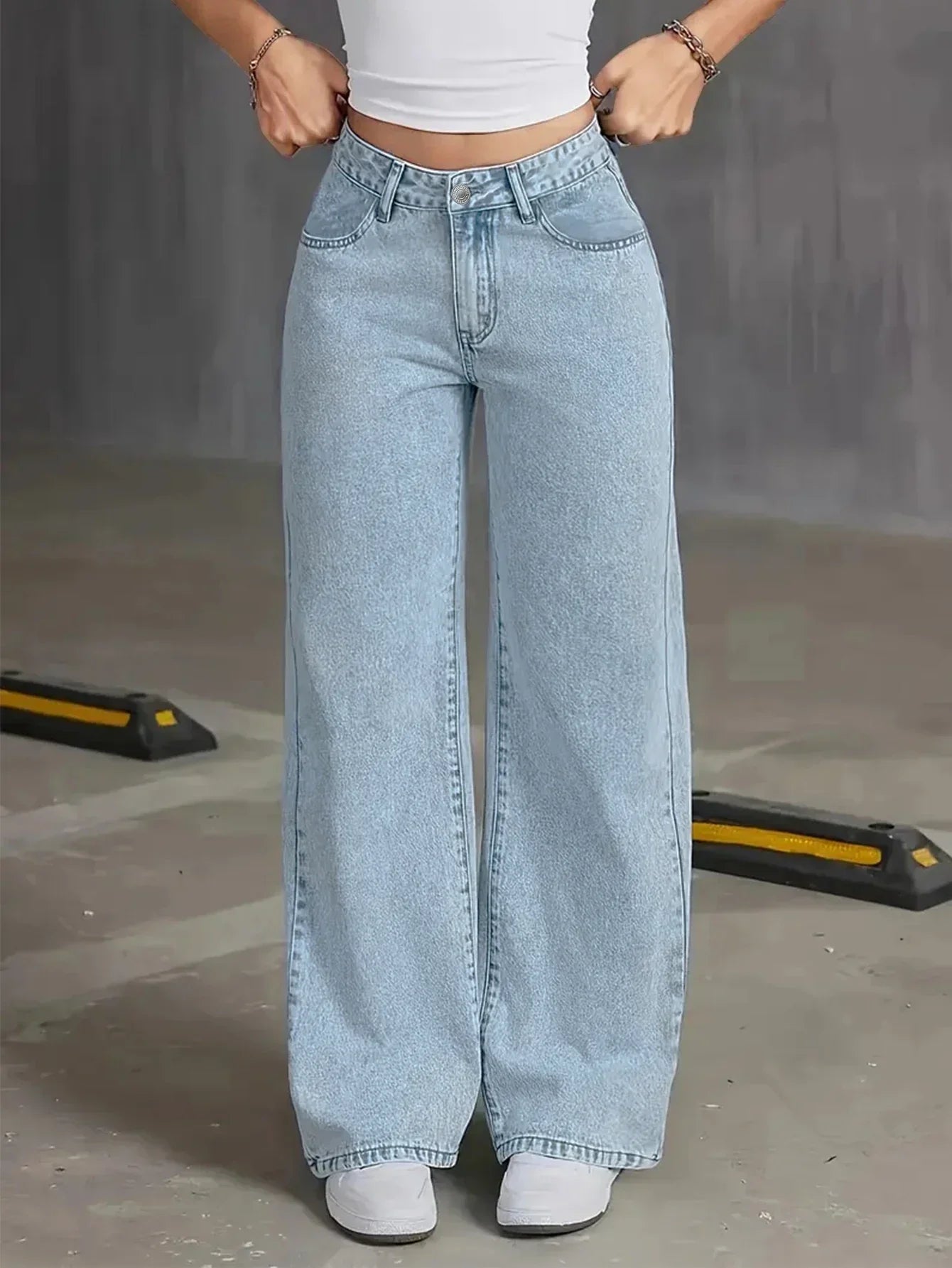 Women's High Waist Wide Leg Denim Jeans Button Fly – Everyday Wear