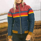 Women's Hooded Bomber-Style Puffer Jacket Stripe Detail – Weekend Getaway