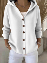 Women's Hooded Cardigan Button Front Long Sleeve Ribbed Hem – Errand Days