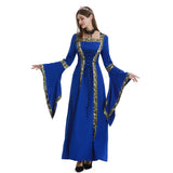 Women's Hooded Medieval Dress Costume Lace-Up Front Flare Sleeve – Halloween Moonlight Event