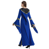 Women's Hooded Medieval Dress Costume Lace-Up Front Flare Sleeve – Halloween Moonlight Event
