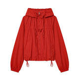 Women's Hooded Windbreaker Jacket Zip Front Gathered Hem – Weekend Walks