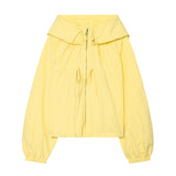 Women's Hooded Windbreaker Jacket Zip Front Gathered Hem – Weekend Walks