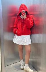 Women's Hooded Windbreaker Jacket Zip Front Gathered Hem – Weekend Walks