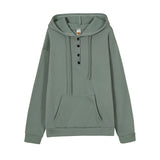 Women's Hoodie Button Placket Long Sleeve Kangaroo Pocket – Daily Streetwear