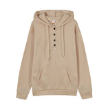 Women's Hoodie Button Placket Long Sleeve Kangaroo Pocket – Daily Streetwear