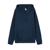 Women's Hoodie Button Placket Long Sleeve Kangaroo Pocket – Daily Streetwear