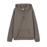 Women's Hoodie Button Placket Long Sleeve Kangaroo Pocket – Daily Streetwear