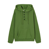 Women's Hoodie Button Placket Long Sleeve Kangaroo Pocket – Daily Streetwear