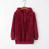 Women's Hoodie Teddy Half Zip Long Sleeve Kangaroo Pocket – Streetwear Layer