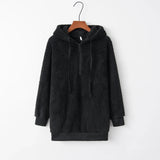 Women's Hoodie Teddy Half Zip Long Sleeve Kangaroo Pocket – Streetwear Layer