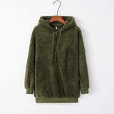 Women's Hoodie Teddy Half Zip Long Sleeve Kangaroo Pocket – Streetwear Layer