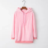 Women's Hoodie Teddy Half Zip Long Sleeve Kangaroo Pocket – Streetwear Layer