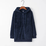 Women's Hoodie Teddy Half Zip Long Sleeve Kangaroo Pocket – Streetwear Layer
