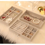 Women's Jewelry Box Layered Clear Lid Drawers Compartments – Vanity Display