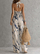 Women’s Jumpsuit Printed Halter Neck Wide-Leg – Marina Lunches